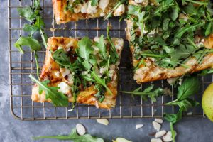 Savory Pear Tart with Goat Cheese, Arugula and Balsamic