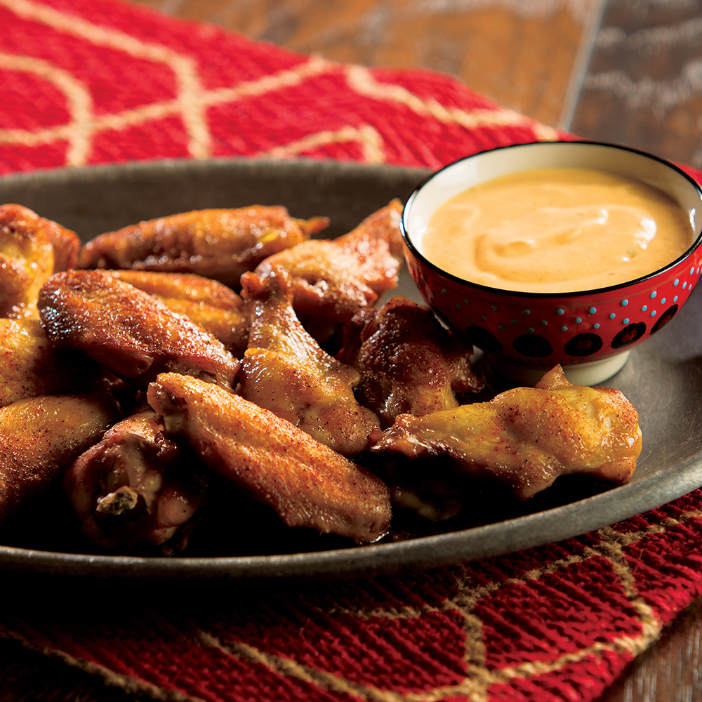 Smoky Wings with Pumpkin Chili Dip