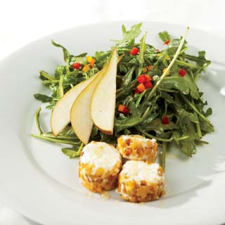 Arugula and Pear Salad With Pine Nut-Crusted Goat Cheese Recipe