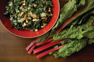Swiss Chard with Pine Nuts and Golden raisins
