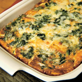 Breakfast Strata with Spinach and Swiss Cheese recipe
