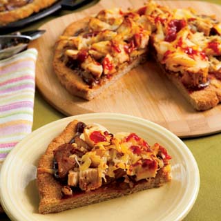 BBQ Chicken Pizza with Caramelized Onions and Apples