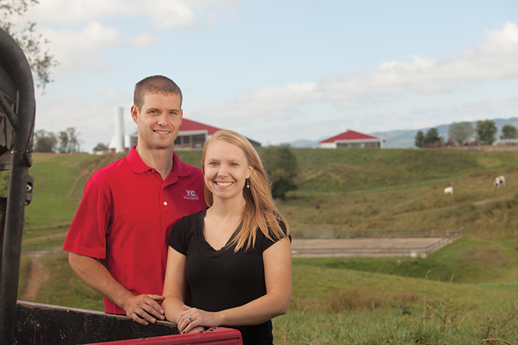 Scott and Laura Flory Young farmers, calves, dairy, high tech , sand bedding in dairy