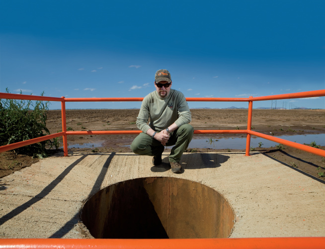 Altus farmer Dan Robbins built a water intake structure to create ponds to irrigate his cotton crop.