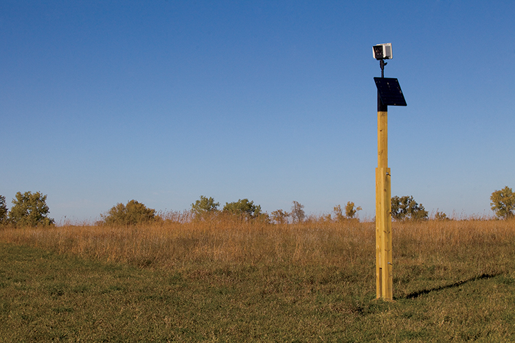 A time-lapse camera records growth patterns of native virgin tallgrass, which is being conserved on Rod and Amy Christen’s farm near Steinauer.