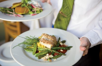 Higgins Restaurant in Portland focuses on fresh Oregon products including seafood and vegetables.