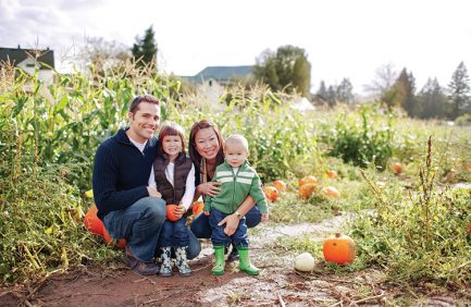 Family portrait at pumpkin patch