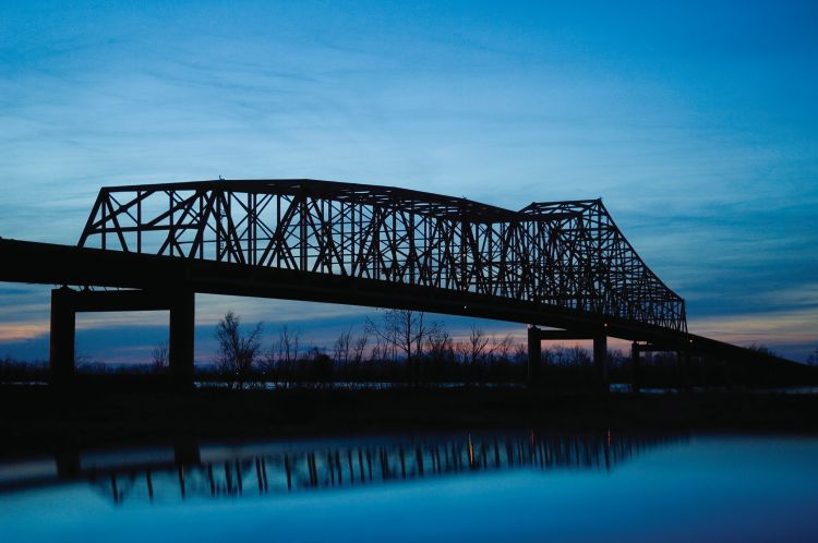 Dyer County bridge crossing the Mississippi River between Memphis and Cairo, Illinois.