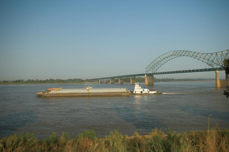 Barge on the Mississippi River in Memphis, TN