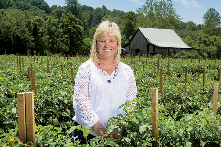 woman farmer, Renea Jones at her farm, Unicoi, Tennessee