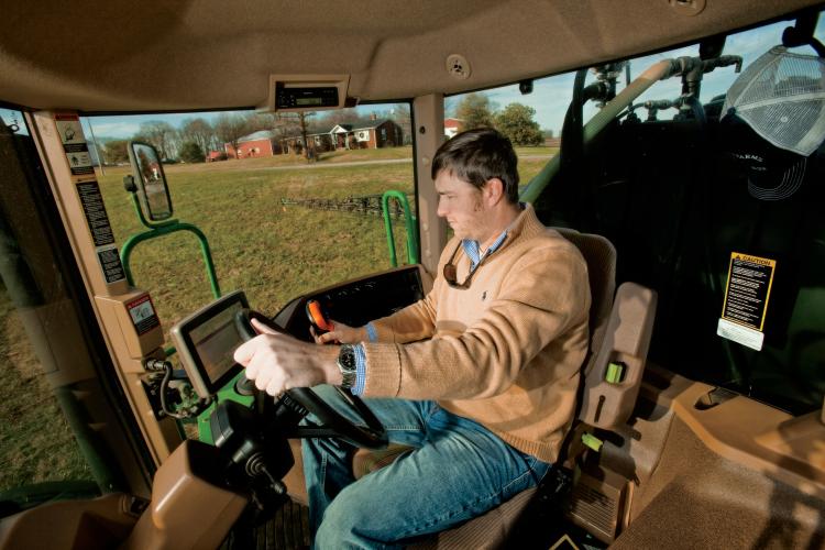 TN Farmer Willis Jepson uses a GPS and autosteer equipped tractor for farming.