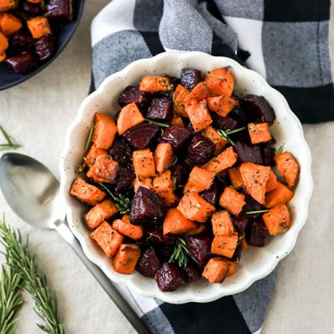 Roasted Rosemary Beets and Sweet Potatoes