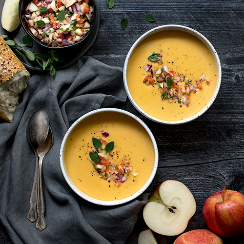 Sweet Potato Bisque with Apple Salsa Farm Flavor Recipe