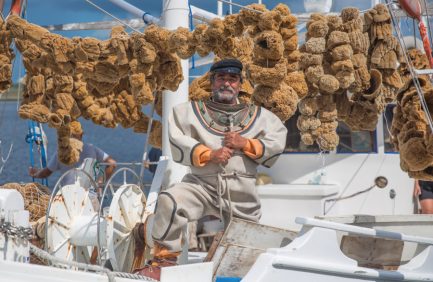 Anastasios “Taso” Karistinos on his sponging boat