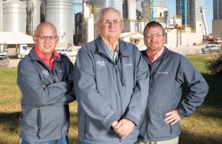 Jimmy Tosh, center, and his sons, Jonathan and Jamey, are the family behind Tosh Farms in Henry.
