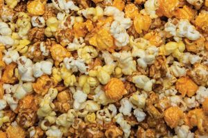 Caramel, cheddar and movie theater style popcorn mixed together from Cravings Gourmet Popcorn