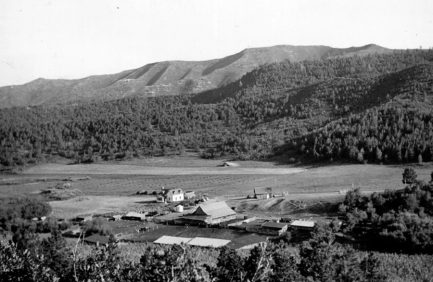 Overview black and white photo of Sporleder Centennial Ranch