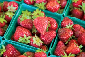 strawberries at farmers market
