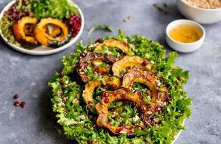 Roasted Acorn Squash Salad with Farro, Pepitas and Dried Cranberries
