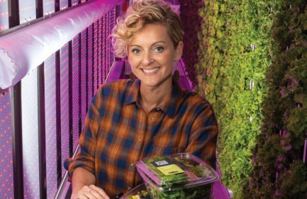 Jill Frey inside her vertical farm