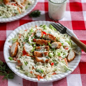 Fried Chicken Salad with Buttermilk-Dill Dressing