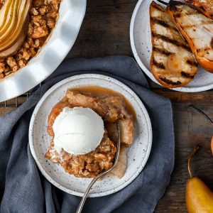 Grilled Pear and Oat Crisp
