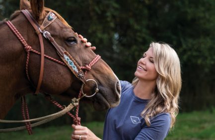 Meredith Bernard with her horse in Milton, North Carolina.