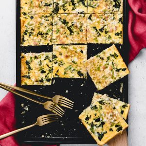 Sheet Pan Quiche with Greens, Country Ham and Swiss