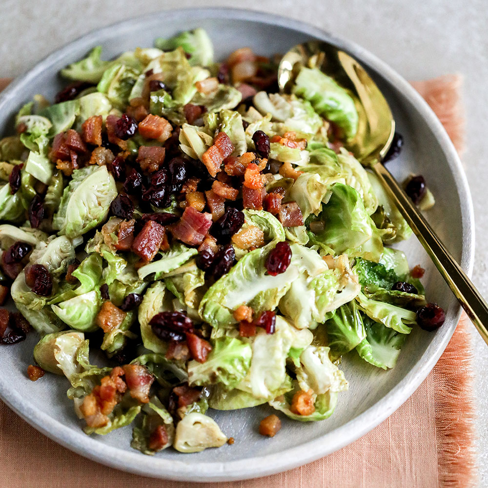 Warm Brussels Sprouts Salad with Pancetta and Cranberries Farm Flavor