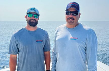 Brett and Mark Easterling on Southern Seafood Market’s newest commercial boat, the El Cazador.