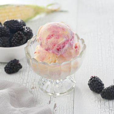 Sweet Corn Ice Cream with Blackberry Swirl