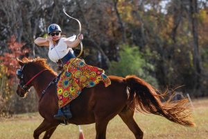 Elizabeth Tinnan spearheads Rising Glory Farm’s mounted archery program.