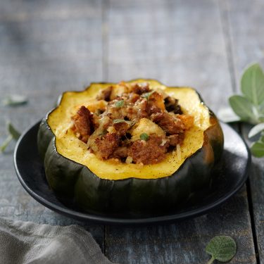 Stuffed Acorn Squash with Sausage, Sage and Gruyere